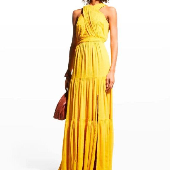 NWT VERONICA BEARD Florencia YELLOW Crinkle Silk EVENING DRESS MOB PROM 4 $698! - Picture 4 of 12